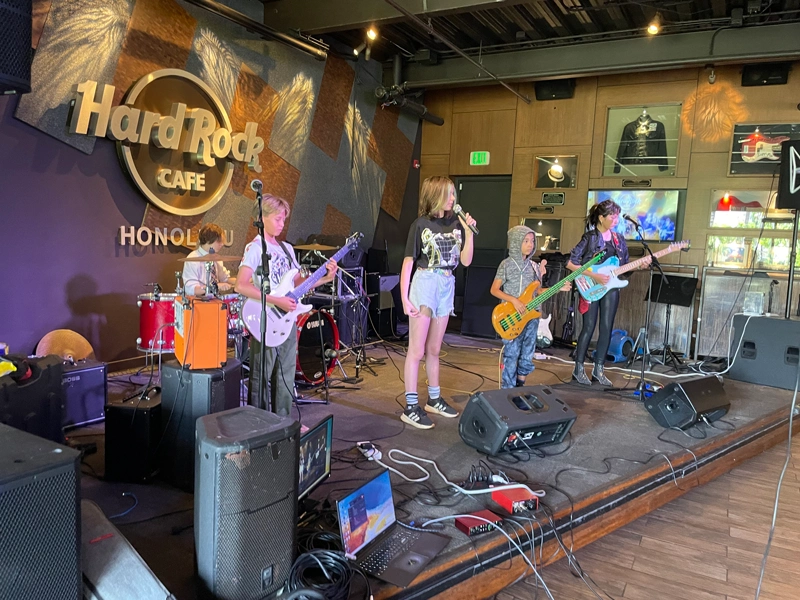 youth band performing live at hard rock cafe honolulu stage